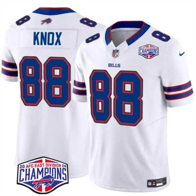 Men%27s Buffalo Bills #88 Dawson Knox White F.U.S.E. 2024 AFC East Division Champions Vapor Limited Stitched Jersey